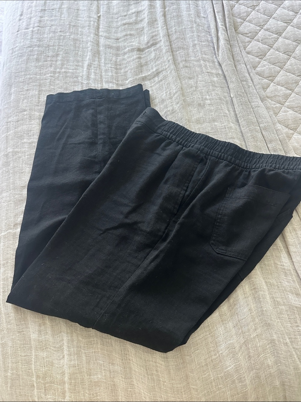 Black linen wide leg pants